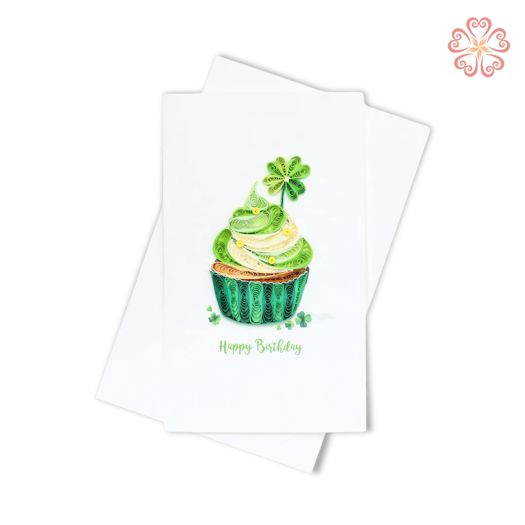 Shamrock Cupcake Birthday Quilling Card