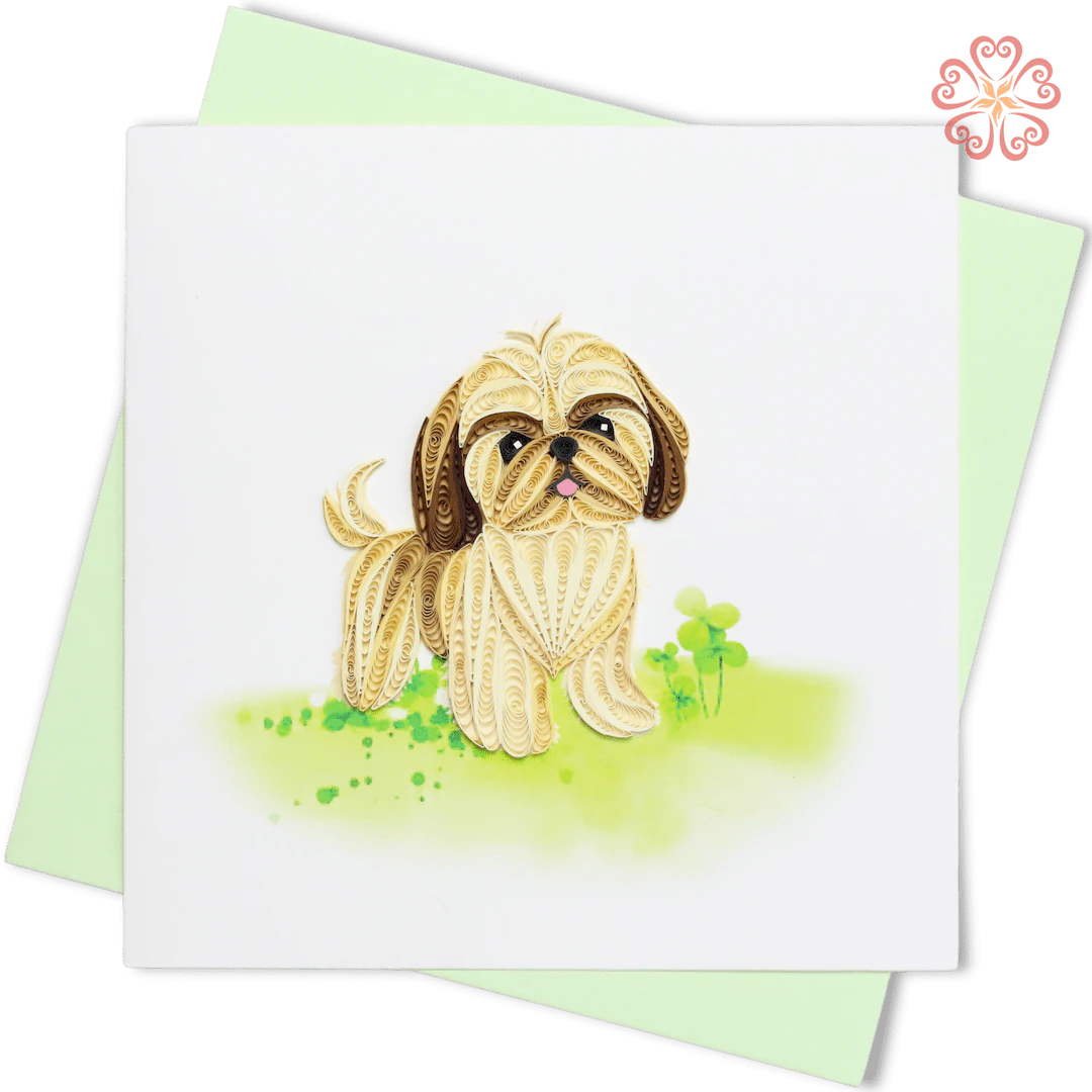 Shih Tzu Puppy Quilling Card