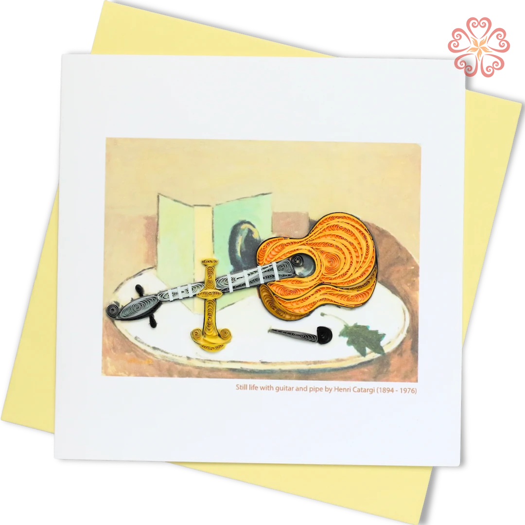 Still Life with Guitar Quilling Card, Henri Catargi Art-Quilling Card 15cm x 15cm-Decor Art-VN2XM115D48E1-Quilling Art Viet Net from hand with love-1080x1080px (2)