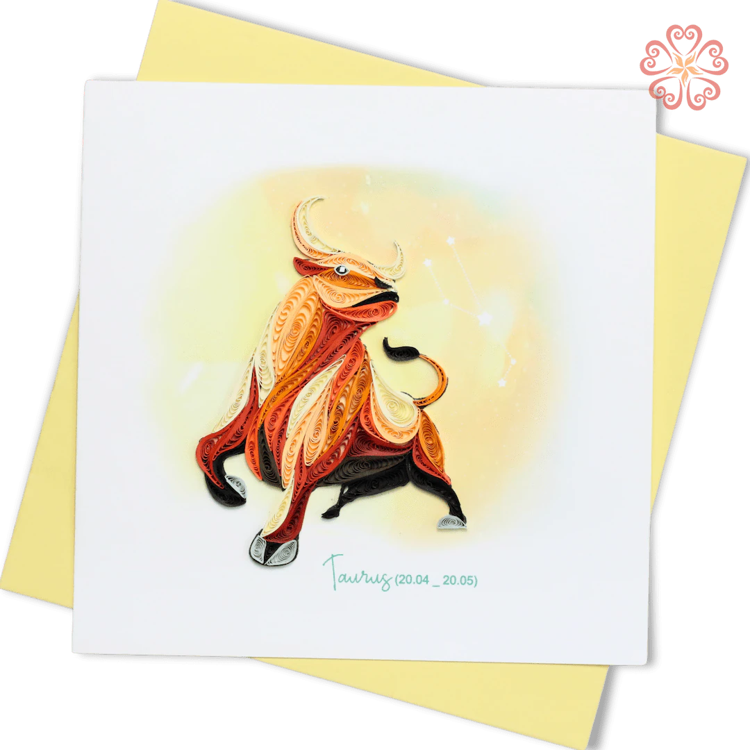 Taurus Zodiac Quilling Card, Bull