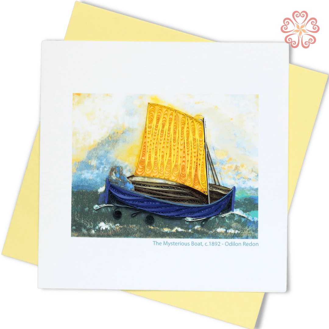 The Mysterious Boat Quilling Card, Odilon Redon Art