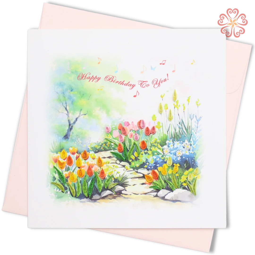 Tulip Garden Birthday Quilling Card