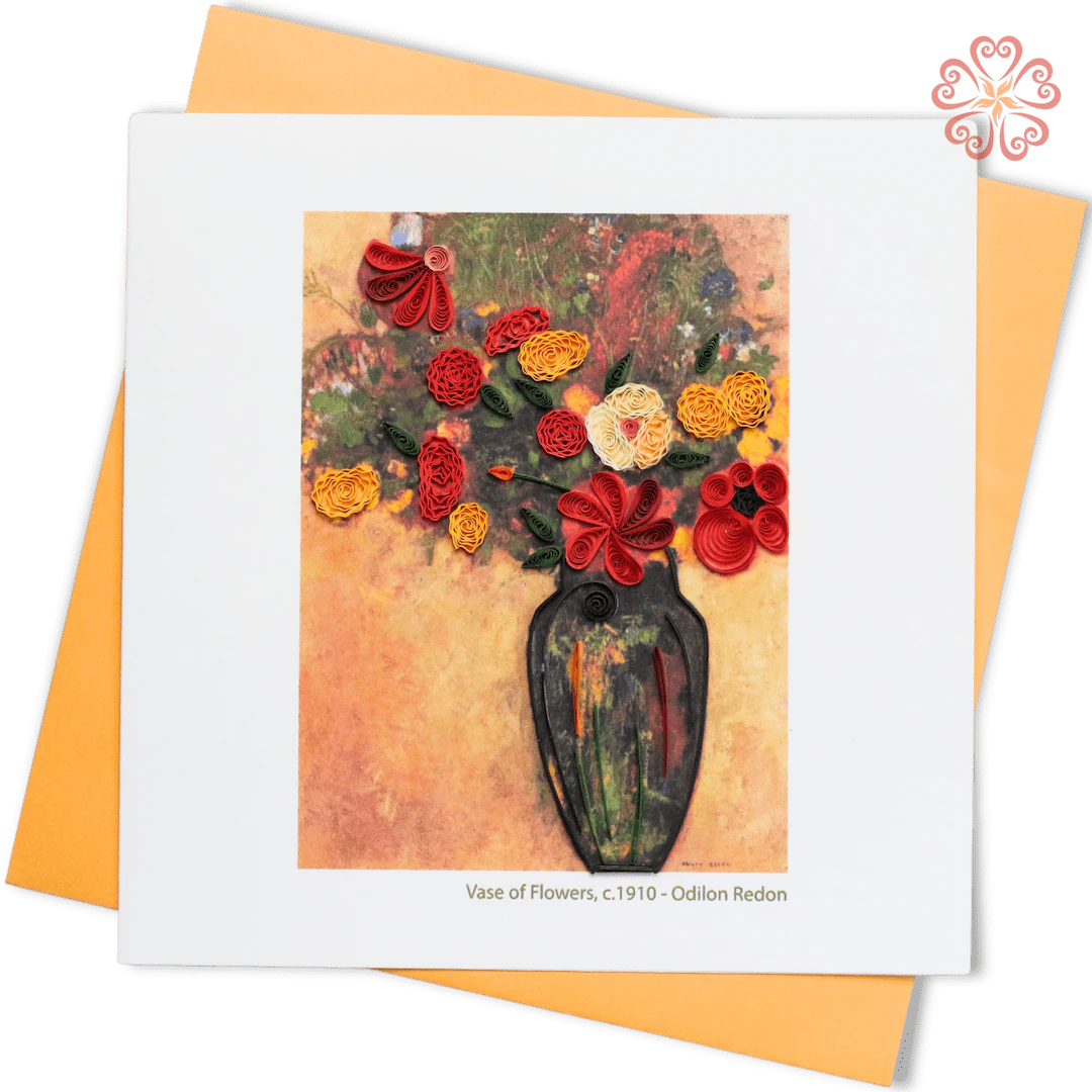 Vase of Flowers Quilling Card, Odilon Redon Art
