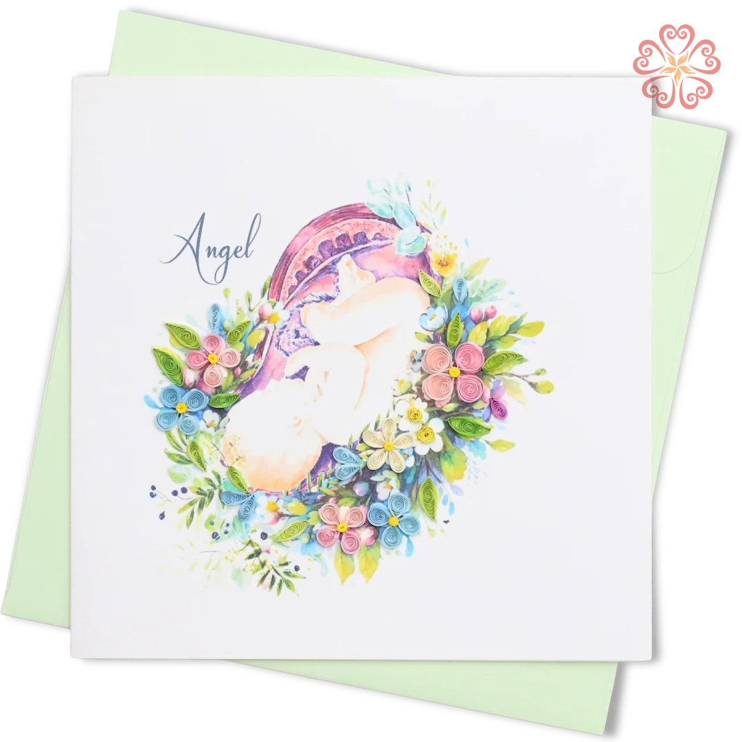 Welcome Baby Angel With Floral Wreath