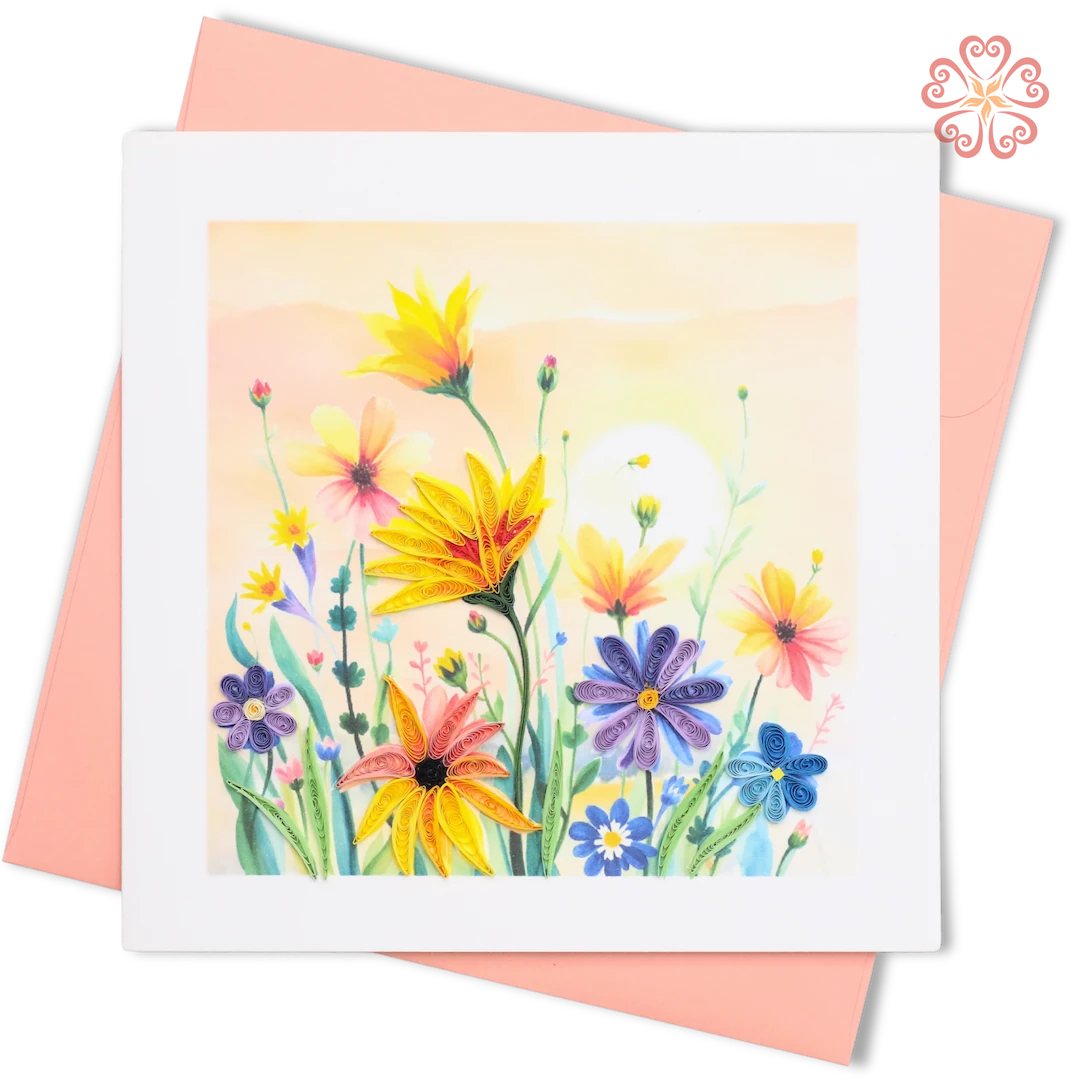 Wildflower Meadow Quilling Card, Sunset Garden