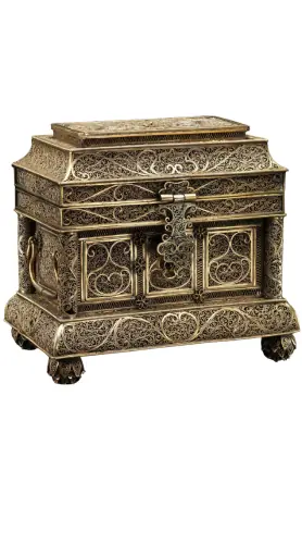 history of quilling - Architectural Silver Filigree Presentation Casket - (Batavia India) Late 17th to Early 18th Century