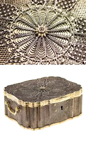 history of quilling - Chinese Export Silver-Gilt Filigree Casket - Canton (Guangzhou), China — c. 1750 (Qing Dynasty).