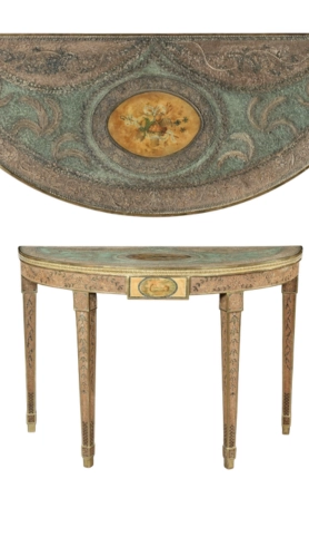 history of quilling - George III Scrolled Paper Demi-Lune Table - England — c. 1780–1790 (Georgian Period).