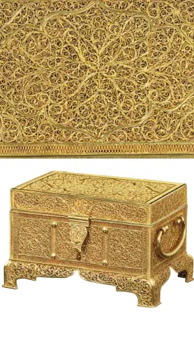 history of quilling - Imperial Chinese Export Gilt-Silver Filigree Footed Box - Canton, China — Mid-18th Century (c. 1750).