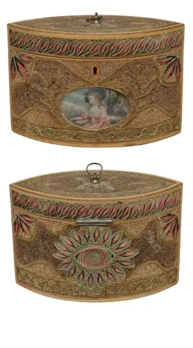 history of quilling - Late Georgian Double-Sided Rolled Paper Tea Caddy - England — c. 1780–1800.